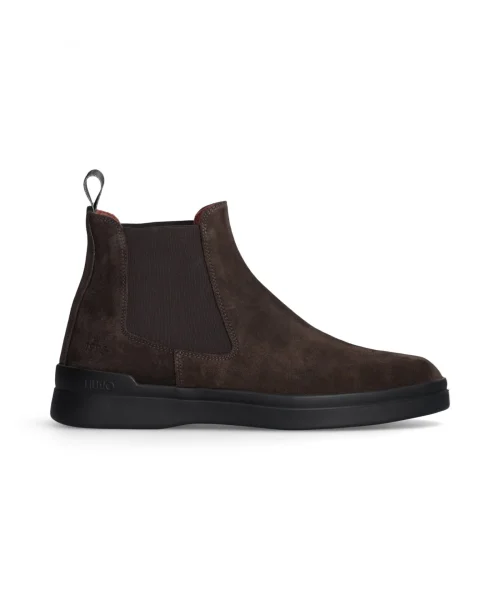 DUKE 02 – MID SNEAKER COW SUEDE/ELASTIC FA DARK BROWN Men DUKE 02 - MID SNEAKER COW SUEDE/ELASTIC FA DARK BROWN Men